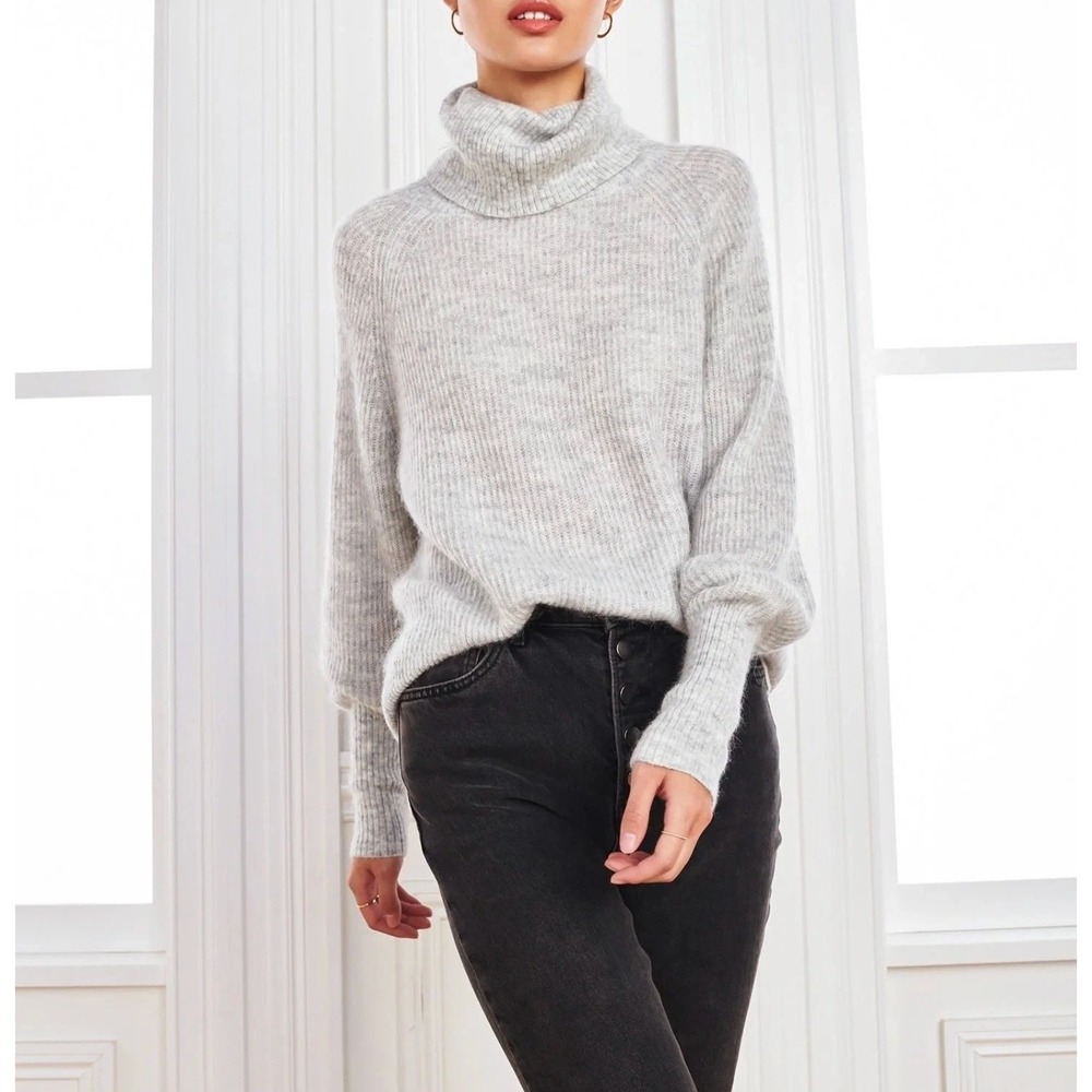 Quince Womens Baby Alpaca Wool Turtleneck Size S Light Grey Quiet Luxury